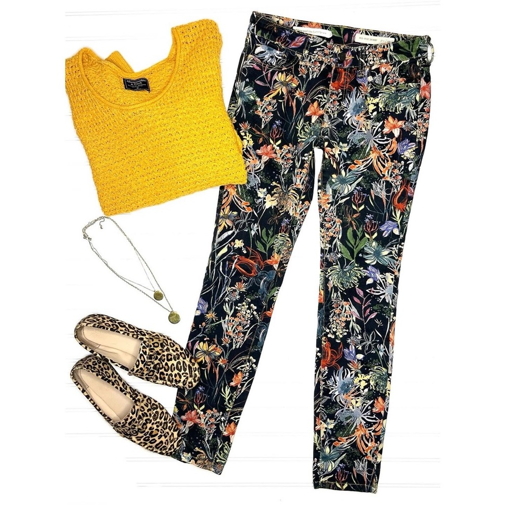 Pilcro Mid-Rise Skinny Botanical Jean | size 25